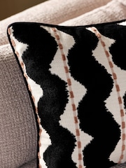 Black/White 40 x 59cm Cut Velvet Wiggle Cushion - Image 2 of 4