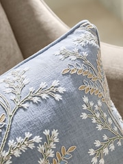 Blue Embroidered Floral 50 X 30cm Embroidered Floral Cushion - Image 2 of 4