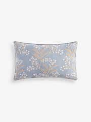 Blue Embroidered Floral 50 X 30cm Embroidered Floral Cushion - Image 3 of 4