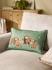 Sage Green 50 X 30cm Embroidered Spring Hamish Cushion - Image 1 of 4
