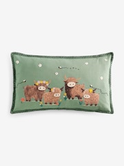 Sage Green 50 X 30cm Embroidered Spring Hamish Cushion - Image 4 of 4