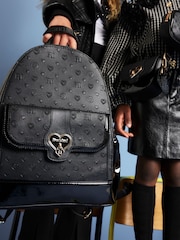 River Island Black Girls Heart Lock Pocket Backpack - Image 1 of 5