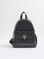 River Island Black Girls Heart Lock Pocket Backpack - Image 2 of 5