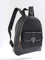 River Island Black Girls Heart Lock Pocket Backpack - Image 4 of 5