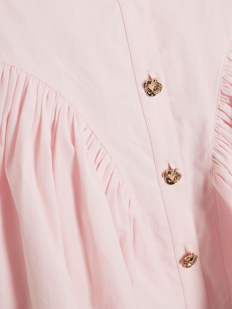 River Island Pink Girls Prom 100% Cotton Shirt Dress - Image 3 of 3
