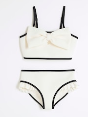 River Island White Girls Mono 3D Bow Bikini - Image 2 of 5