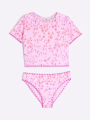 River Island Pink Girls Sunsafe Leopard Print Bikini - Image 1 of 4