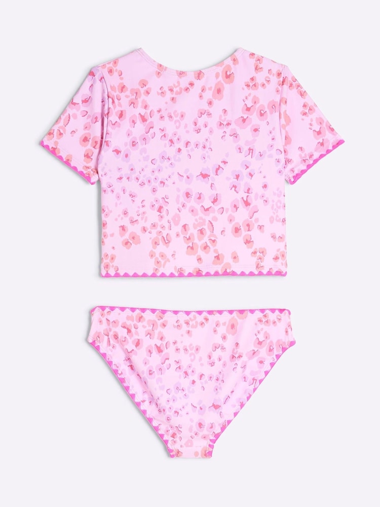 River Island Pink Girls Sunsafe Leopard Print Bikini - Image 2 of 4