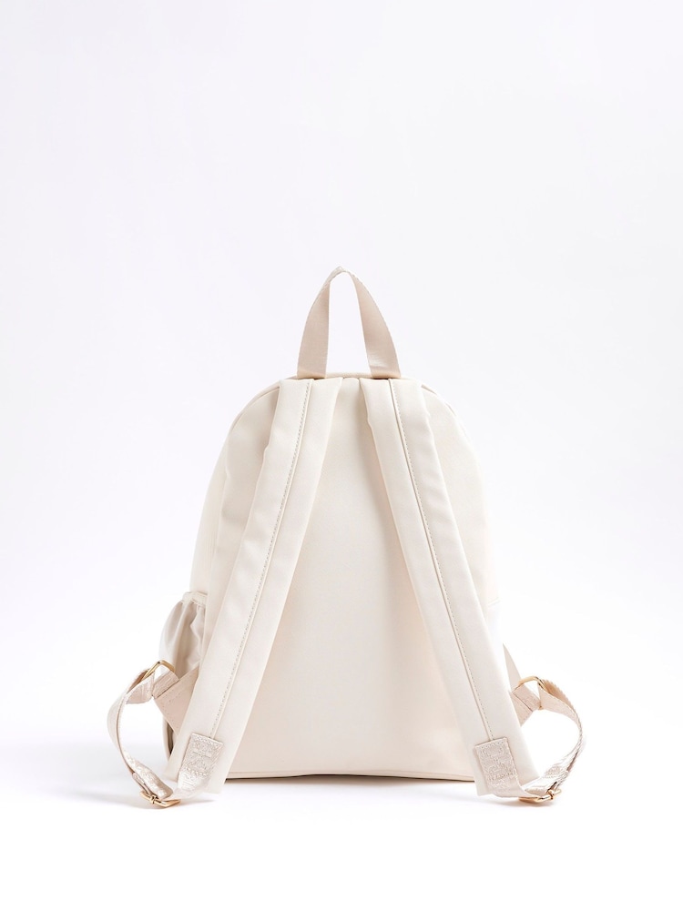 River Island Cream Girls Heart Lock Pocket Backpack - Image 2 of 5