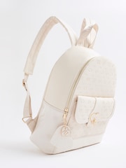 River Island Cream Girls Heart Lock Pocket Backpack - Image 3 of 5
