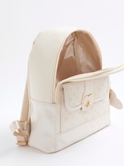 River Island Cream Girls Heart Lock Pocket Backpack - Image 5 of 5