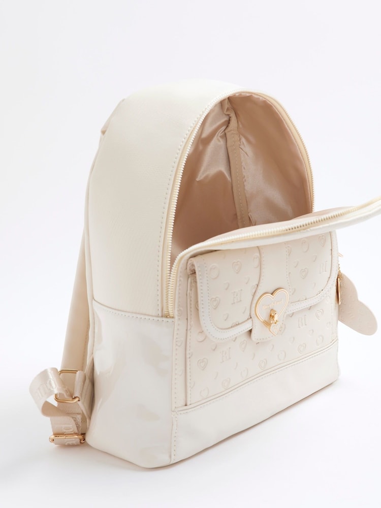 River Island Cream Girls Heart Lock Pocket Backpack - Image 5 of 5