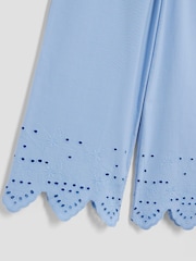 River Island Blue Girls Broiderie Top 100% Cotton Trousers Set - Image 4 of 5