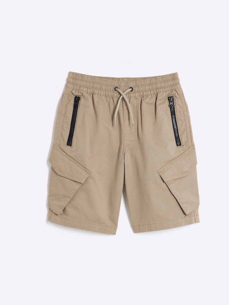 River Island Brown Boys Front Pocket Cargo Shorts - Image 1 of 4