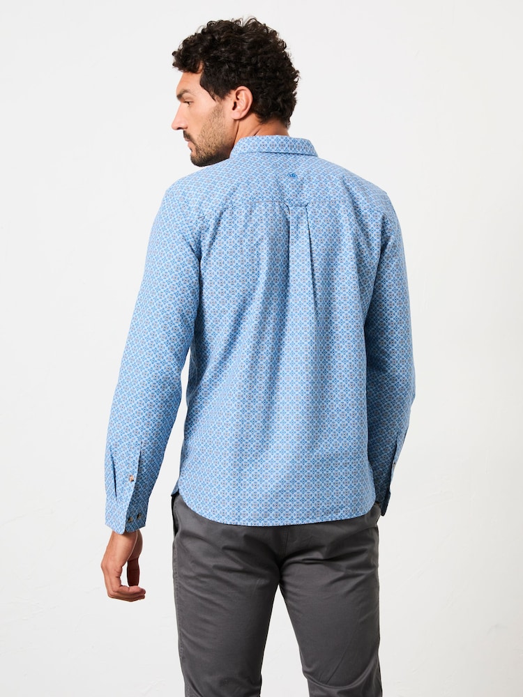 FatFace Blue Long Sleeve Geo Tile Print Shirt - Image 2 of 5