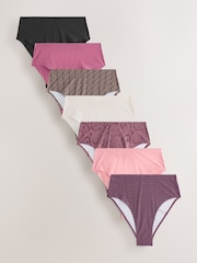 Black/Animal High Waist High Leg No VPL Comfort Knickers 7 Pack - Image 1 of 10