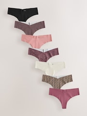 Black/Animal Thong No VPL Comfort Knickers 7 Pack - Image 1 of 11