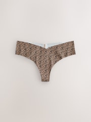 Black/Animal Thong No VPL Comfort Knickers 7 Pack - Image 7 of 11