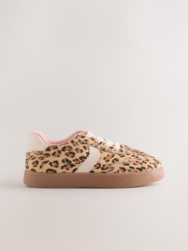 Brown Leopard Print Elastic Lace Trainers - Image 2 of 5