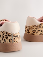 Brown Leopard Print Elastic Lace Trainers - Image 4 of 5