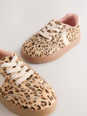 Brown Leopard Print Elastic Lace Trainers - Image 5 of 5