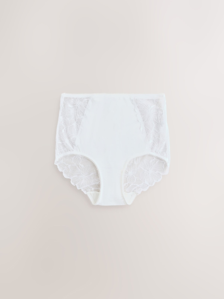 ホワイト／ピンク／ミント／イエロー - モダール & レース ショーツ 5 枚組 - 画像 2 / 8
