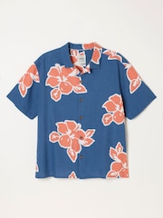 FatFace French Navy Short Sleeve Relaxed Fit Large Hawaiian Floral Shirt - Image 6 of 6