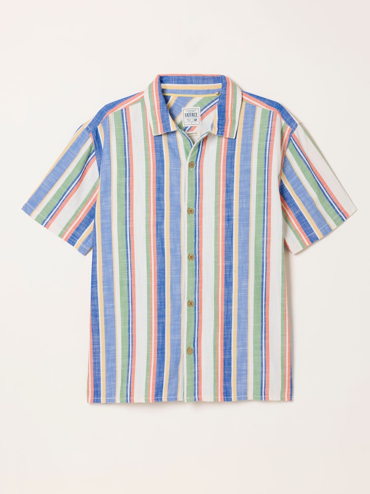 FatFace Short Sleeve Relaxed Fit Deck Stripe Shirt - Image 8 of 8