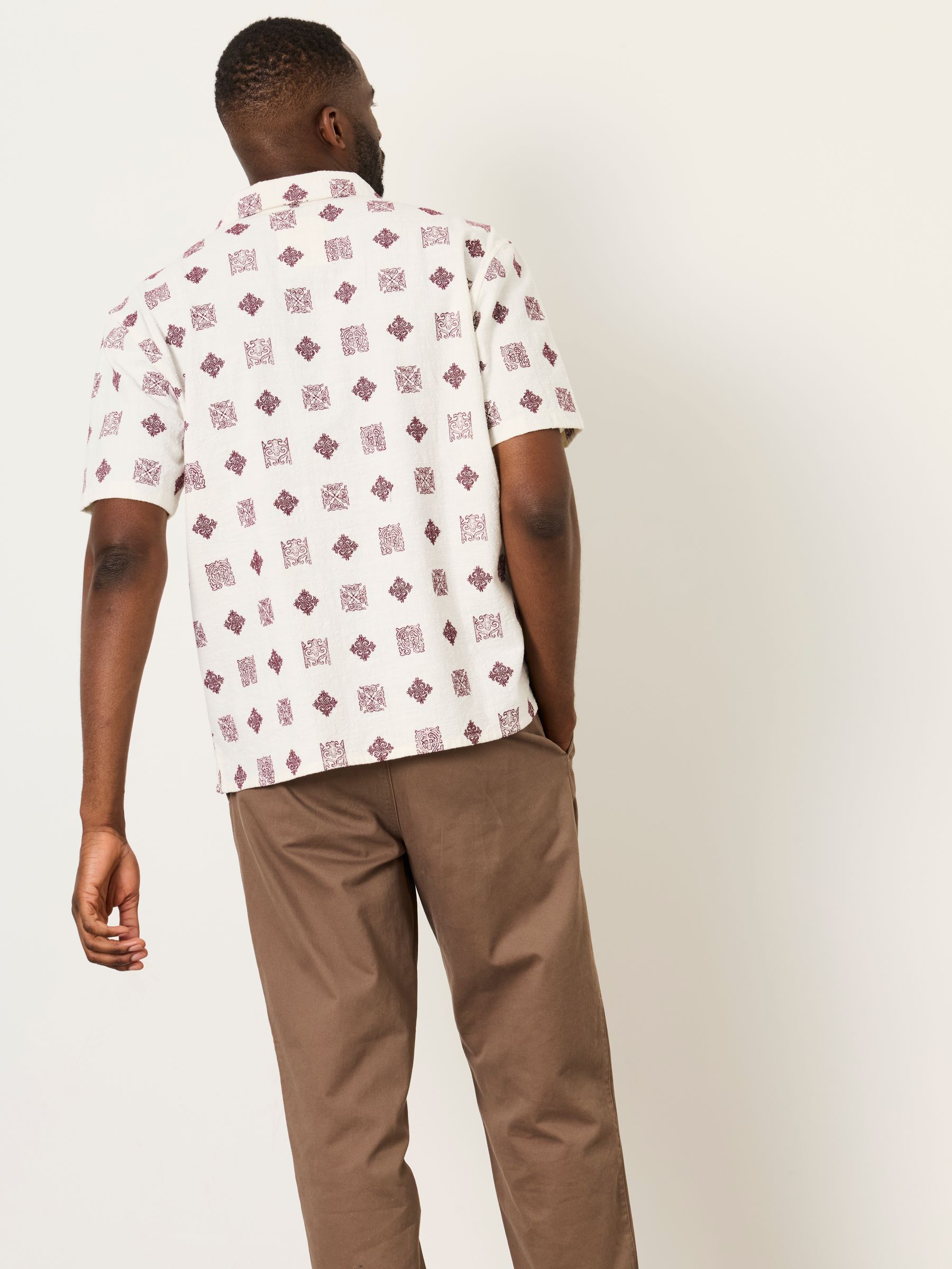 Buy FatFace White Short Sleeve Relaxed Fit Placement Tile