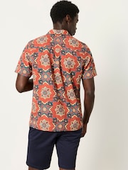 FatFace Rust Red Short Sleeve Tile Print Shirt - Image 2 of 5