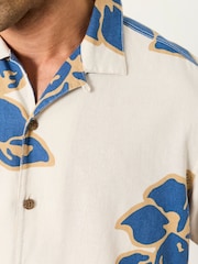 FatFace Natural Short Sleeve Relaxed Fit Large Hawaiian Floral Shirt - Image 4 of 6