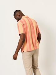 FatFace Coral Pink Short Sleeve Relaxed Fit Pier Stripe Shirt - Image 3 of 8