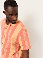 FatFace Coral Pink Short Sleeve Relaxed Fit Pier Stripe Shirt - Image 5 of 8