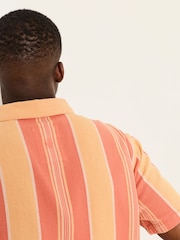 FatFace Coral Pink Short Sleeve Relaxed Fit Pier Stripe Shirt - Image 6 of 8