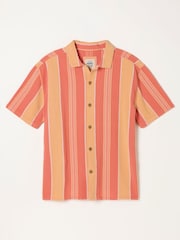 FatFace Coral Pink Short Sleeve Relaxed Fit Pier Stripe Shirt - Image 8 of 8