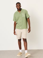 FatFace Green Short Sleeve Relaxed Fit Oliva Placement Embroidery Shirt - Image 3 of 7