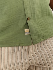FatFace Green Short Sleeve Relaxed Fit Oliva Placement Embroidery Shirt - Image 5 of 7