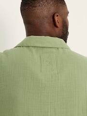FatFace Green Short Sleeve Relaxed Fit Oliva Placement Embroidery Shirt - Image 6 of 7
