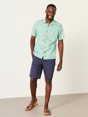 FatFace Light Teal Short Sleeve Relaxed Fit Bird Print Shirt - Image 5 of 8