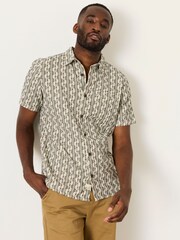 FatFace Washed Black Short Sleeve Sunset Jacquard Shirt - Image 1 of 6