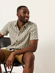 FatFace Washed Black Short Sleeve Sunset Jacquard Shirt - Image 5 of 6