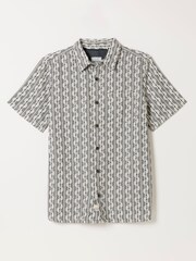 FatFace Washed Black Short Sleeve Sunset Jacquard Shirt - Image 6 of 6