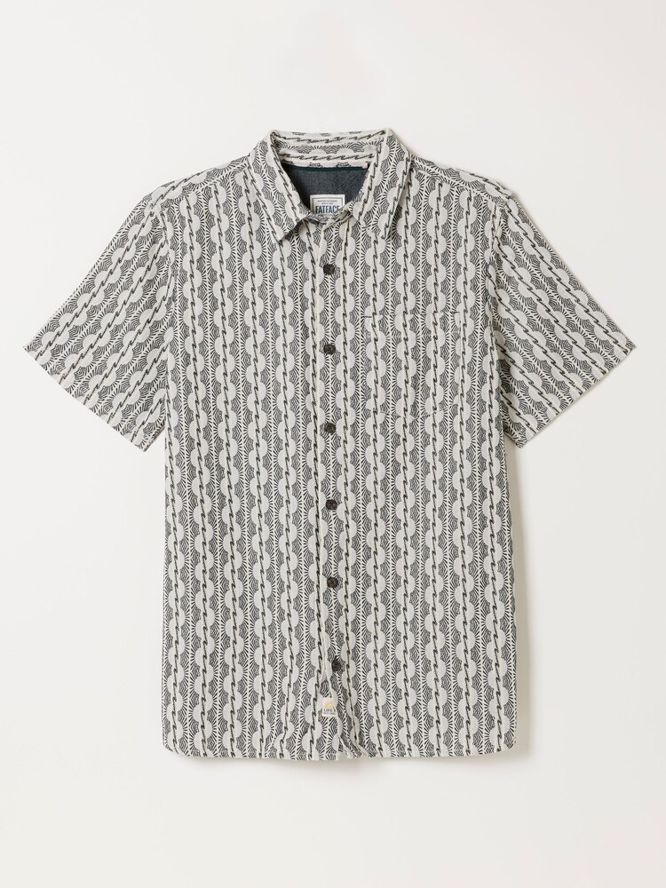 FatFace Washed Black Short Sleeve Sunset Jacquard Shirt - Image 6 of 6