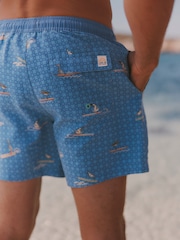 FatFace Mid Blue Surfing Birds Swim Short - Image 4 of 6