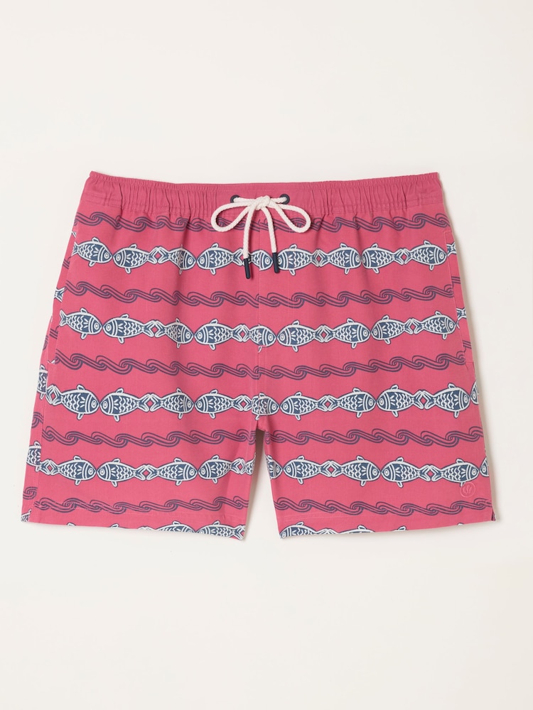 FatFace Pink Fish Stripe Swim Short - Image 6 of 6