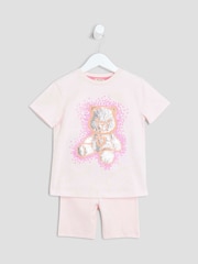 River Island Pink Girls Sequin Bear Shorts Set - Image 3 of 5