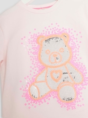 River Island Pink Girls Sequin Bear Shorts Set - Image 5 of 5
