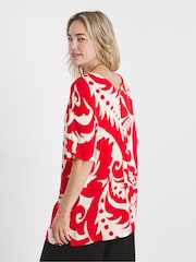 JD Williams Red Crinkle Popover Top - Image 2 of 4