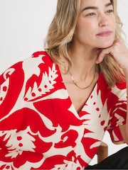 JD Williams Red Crinkle Popover Top - Image 3 of 4