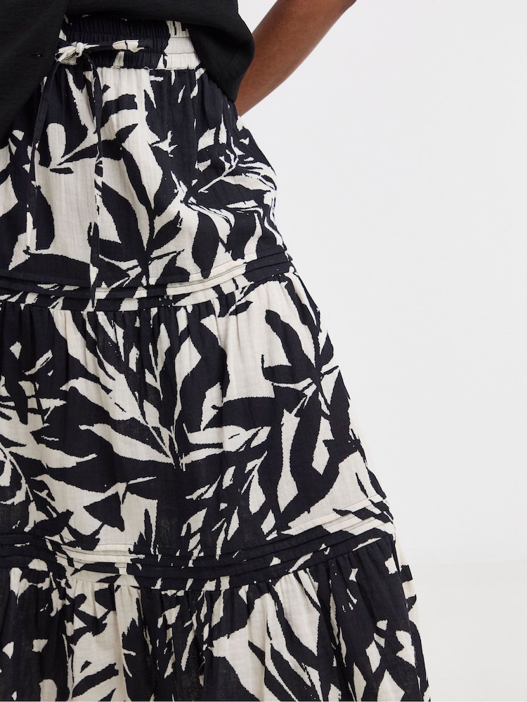 JD Williams Black Cheesecloth Midi Tiered Skirt - Image 4 of 4